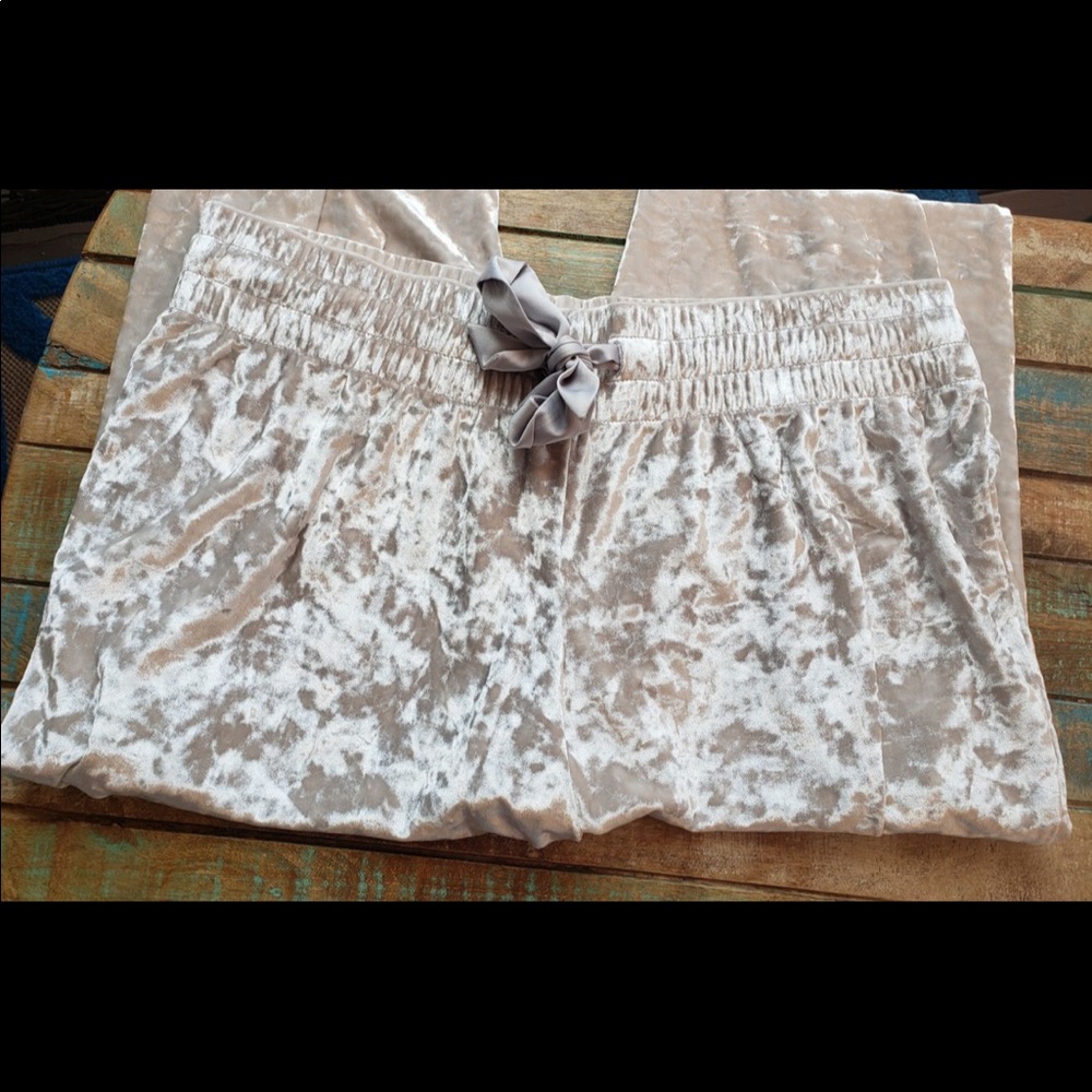Silver crushed velvet joggers